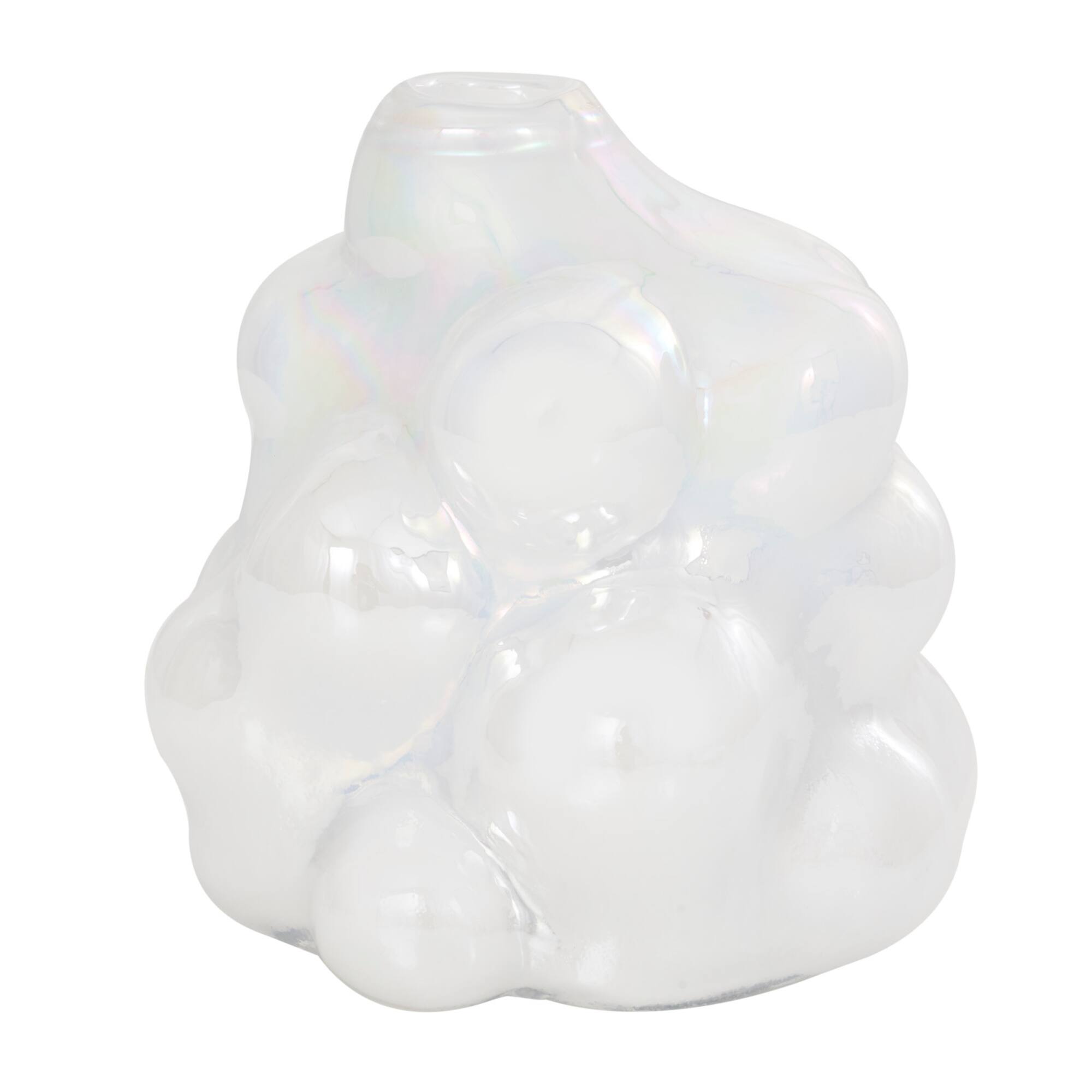 8" Clear Abstract Handmade Bubble Glass Vase